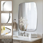 ANDY STAR Chrome Oblong Mirror, 36x48 Inch Polished Chrome Oval Mirror for Bathroom with Stainless Steel Metal Frame, Wall Mouned for Bathroom, Living Room, Entryway