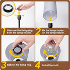 Yarra-Decor Bedside Lamp with USB Port - Touch Control Table Lamp for Bedroom 3 Way Dimmable Nightstand Lamp with Round Grey Fabric Shade for Living Room, Dorm, Home Office (LED Bulb Included)