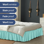 Wrap Around Dust Ruffle Bed Skirt - Spa Blue - Twin/Twin XL Size Beds with 12 Inch Drop - Easy Fit Elastic Strap - Adjustable Pleated Bedskirt w/Brushed Fabric Wrinkle Free - Women, Men, Kids & Teens