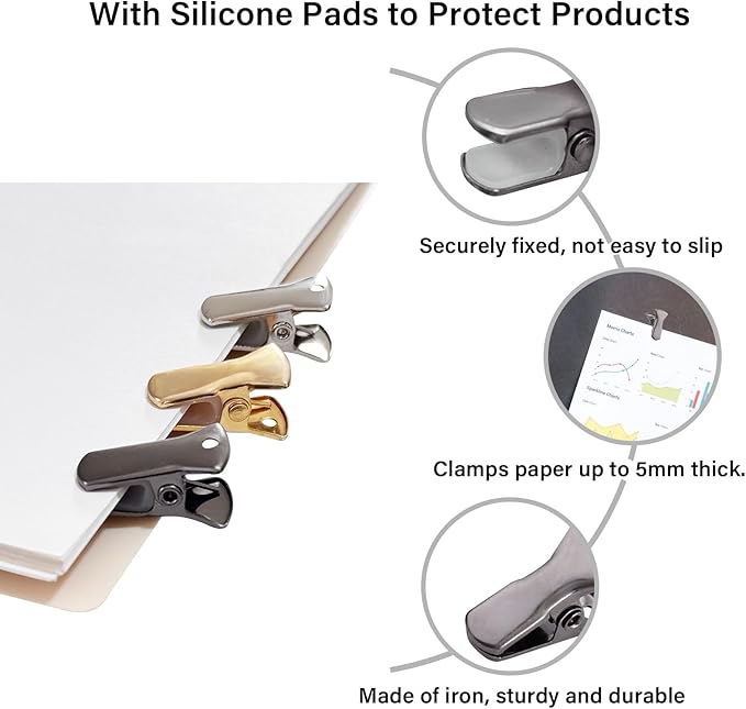 35 Pack Mini Metal Alligator Clips for Crafts Non-Slip Silicone-Coated Retro DIY Badge Small Clips(Charcoal Black)