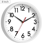 AKCISOT Wall Clock, Modern Small Wall Clocks Battery Operated 8 Inch, Silent Non-Ticking Analog Classic for Office, Home, Bathroom, Kitchen, Bedroom, School(White)