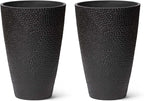 LA JOLIE MUSE 20inch Tall Black Planters Set of 2,Large Planters for Outdoor Plants,Flower Containers for Front Porch, Honeycomb