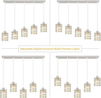 Brushed Nickel Pendant Lights for Kitchen Island, 5-Light Chandelier for Dining Room, Hanging Linear Chandeliers, Modern Dining Room Light Fixtures Pendant Light with Clear Glass Shades