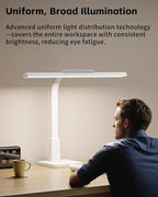 LED Desk Lamp for Home Office with Base, Dimmable Eye-Caring Computer Light with Memory & Timer Functions, Flexible Gooseneck Touch Control Architect Desk Light for Reading, Study, Workbench (White)