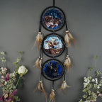 Remorelt Wolf Eagle Bear Dream Catcher Bedroom Wall Decor, Christmas Home Decoration, Room Accessory, White Moon Feather Decoration - Unique Home Craft Wall Pendant (DC02 6Inch Mix)