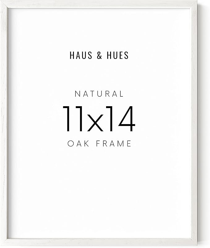 HAUS AND HUES White Oak Wood 11x14 Picture Frame - Modern Wood Wall Art Display - Lightweight White 11x14 Frame - Ready-to-Hang Vertically & Horizontally for Art Prints, Photos, Posters