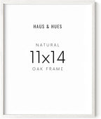 HAUS AND HUES White Oak Wood 11x14 Picture Frame - Modern Wood Wall Art Display - Lightweight White 11x14 Frame - Ready-to-Hang Vertically & Horizontally for Art Prints, Photos, Posters
