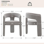 Grey Chenille Dining Chairs Set of 6, Modern Barrel Dining Room Chairs Upholstered Faux Fur Accent Chair with Arms and Round Back for Living Room Kitchen Armchair No Assembly Needed