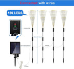 Unihoh Solar Garden Lights Outdoor, 4 Pack 120 LED Waterproof Decorative String Lights 8 Modes with Remote DIY Outdoor Decor for Pathway Walkway Yard (Cool White)