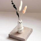 Set of 3 Cat Flower Vase Bud Ceramic Mini Handmade Tiny Vases for Home Decor, Wedding Party, Birthday Gift - Unique, Cute and Aesthetic Miniature Vases - Japanese Trendy, Pretty and Bulk