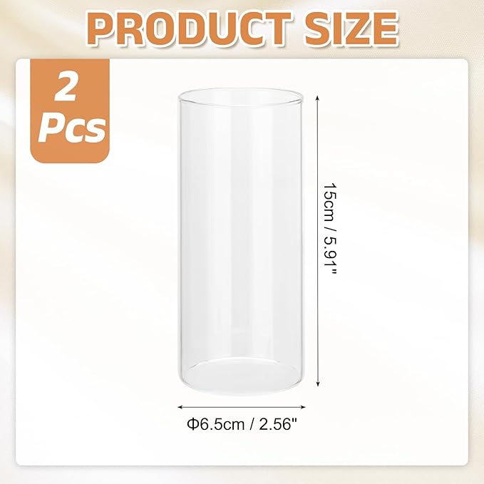 uxcell Hurricane Candle Holder (H:5.9" OD:2.6"), Pillar Floating Candles Holder Clear Glass Cylinder Flower Vases for Table Centerpiece Wedding Party Home Decoration 2Pcs