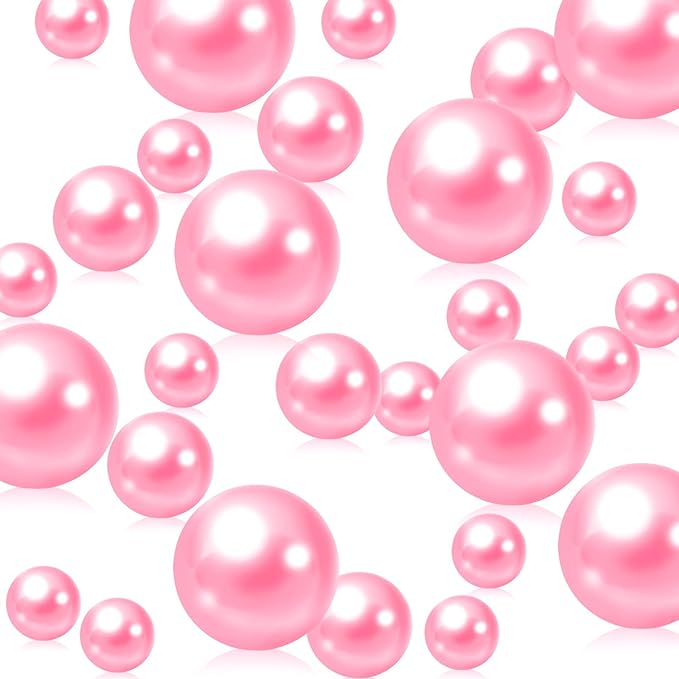 Pink Vase Pearls, 200 PCS Plastic Round Beads for Centerpieces Vases, 10/14/20MM Floating Beads for Vases, Party Wedding Decor