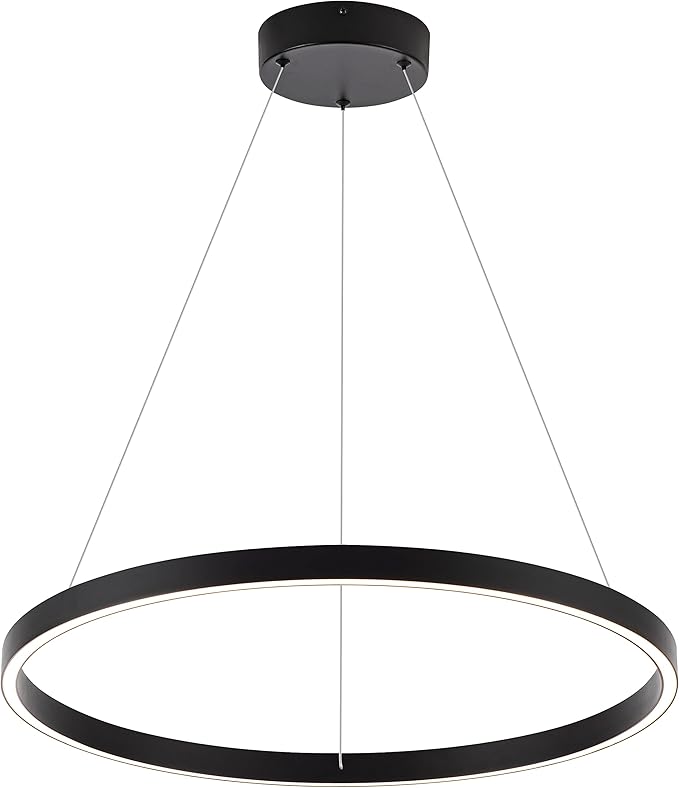 Modern Led Chandelier, 1 Ring Contemporary Led Chandelier Circular Pendant Light, Black Dimmable Hanging Ceiling Light Fixture for Living Room Dining Room Bedroom Kitchen