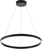 Modern Led Chandelier, 1 Ring Contemporary Led Chandelier Circular Pendant Light, Black Dimmable Hanging Ceiling Light Fixture for Living Room Dining Room Bedroom Kitchen