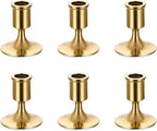 Romadedi Gold Candlestick Candle Holders for Taper, 6 PCS Gold Brass Color Candle Stick Candle Holder for Table Centerpiece, Wedding Reception, Festive Christmas Mantel Decoration or Home Decor