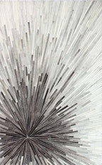 Faux Cowhide Area Rug | Radiating Starburst Pattern Non-Slip Leather Carpet for Western, Farmhouse & Modern Home Décor – Living Room, Bedroom & Office Accent(Grey_6x9)