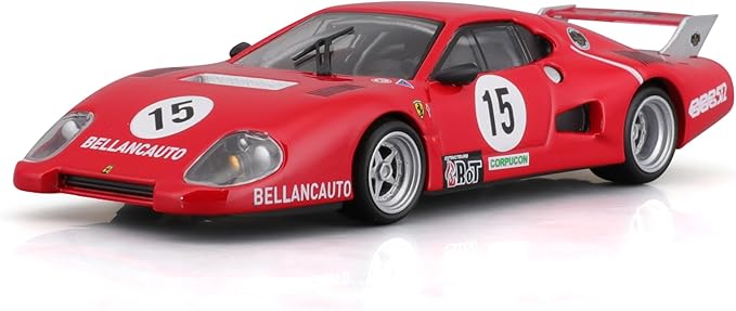 1:43 B18-36308 F-errari LaFerrari Racing 512 BB (II Serie) 1981, Red #15 Alloy Car Die Cast Car Model (512 BB 1981, #15)
