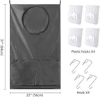 Saves Space Door-Hanging Laundry Bag,Door Hanging Laundry Hamper with 2 Different Types of Hooks, Polyester Fabric Hanging Laundry Basket for Clothes Size 22"X37" -2 Pack Gray