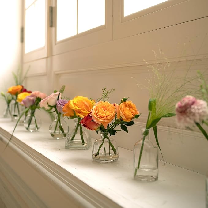 Bud Vases Set of 24, Glass Bud Vase in Bulk, Clear Bud Vases for Centerpieces, Small Vases Flowers Vintage Vases for Rustic Wedding Home Decor Floral Arrangements Mini Glass Bud Vase