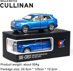 EROCK Exquisite Car Model 1/24 Rolls-Royce CULLINAN Model Car Toy, Zinc Alloy Pull Back Car Toy with Sound and Light for Kids Boy Girl Birthday Gift Children's Day Gift (Blue-CULLINAN)