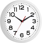 Wall Clock Silent Non-Ticking Modern Clock Battery Operated 10 Inch Small Classic Analog Decorative for Kitchen, Living Room, Office, Bedroom, Bathroom (White)