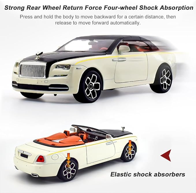 Collectible Toy Car 1/24 Rolls-Royce Dawn Diecast Model Car, Alloy Pull Back Toy Car Vehicles with Light and Sound Exquisite Car Model for Boys Kids Adults Gift
