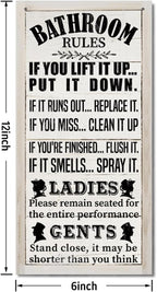 Rustic Western Bathroom Decor - Funny Wall Signs, Farmhouse Country Rules Wall Decor B1