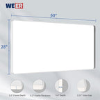 WEER White Bathroom Mirror 60X28 Inch, Rounded Rectangle White Metal Frame Mirror, Matte White Bathroom Vanity Mirror with Tempered Glass, Anti-Rust, Hangs Horizontally or Vertically