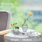 Glass Bud Vase for Centerpieces, 12Pcs/4Sets Glasseam Modern Gray Mini Small Vases for Flowers Bulk Flower Vase Set Aesthetic Cute Handmade Tiny Short Wedding Table Centerpiece Decor