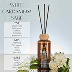 M&SENSE White Cardamom Sage Reed Diffuser: 6.3 fl oz Non-Toxic Aroma Set with Sticks, Light & Subtle Fragrance, Long-Lasting Natural Essential Oil Gifts for Bedroom, Shelf Decor & Small Spaces