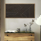 IARTTOP Large Black Framed Wood Wall Art for Living Room Abstract Modern Wooden Wall Decor Neutral Geometric Wall Sculpture Bedroom Office 20x40 Inch