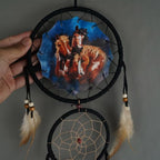 Remorelt Wolf Eagle Bear Dream Catcher Bedroom Wall Decor, Christmas Home Decoration, Room Accessory, White Moon Feather Decoration - Unique Home Craft Wall Pendant (DC28 6Inch Set 2 Owl Horse)