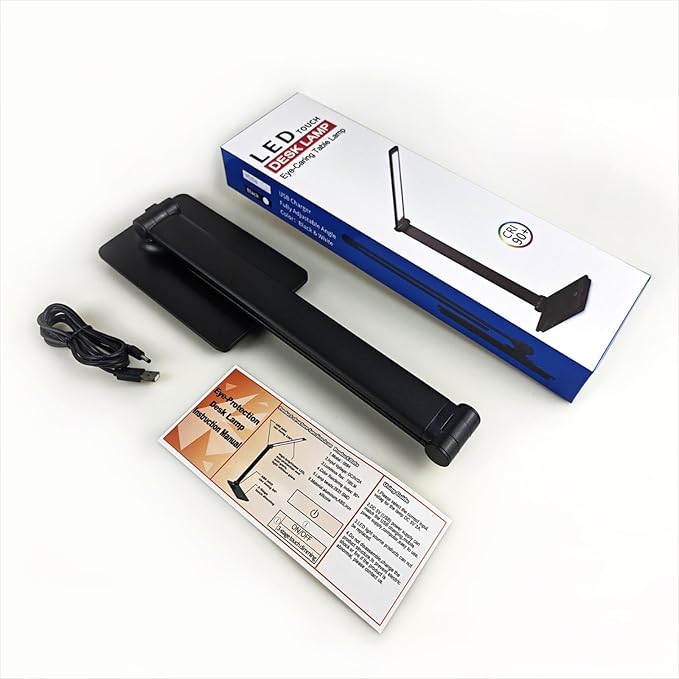 Desk Lamp, LUJOLUMIN Desk Light, Dimmable Reading Lamp,CRI>90, 700 Lumen, 3 Brightness Levels, Touch Control, LED Foldable Led Lamp for Kids, Working, Office, Study