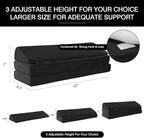 BALAPET 3-in-1 Adjustable Height Wedge Pillow, 7" Height Leg Knee Pillow for Side Sleepers & Aligns Spine, Supportive Bolster Pillow for Pregnancy Relieves Pressure Hip Leg Elevation, 22", Black