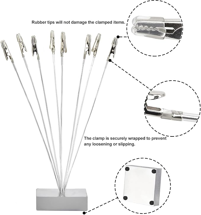 Maptipjoy Photo Tree Holder Clip Cube Base,8 - Branch Money Trees Gift Card Holder with Clips,Picture Holder Stand for Christmas Wedding Greeting Birthday Party Gift Silver