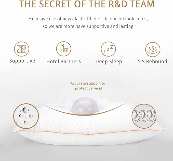 King Size Pillows Set of 2 - Down Alternative Bedding, Cooling Hotel Quality Big Pillow for Back, Stomach or Side Sleepers 20 x 36