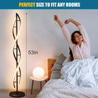 LENIVER LED Spiral Floor Lamp, Unique 3 Color Dimmable Standing Lamp, Modern Creative Standing Pole Lamps with Remote Control for Living Room, Bedroom and Office - Black