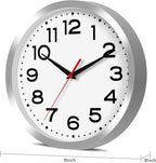 Wall Clock Silent Non-Ticking Modern Clock Battery Operated 8 Inch Small Classic Analog Decorative for Kitchen, Bathroom, Office, Bedroom, Home(Silver)