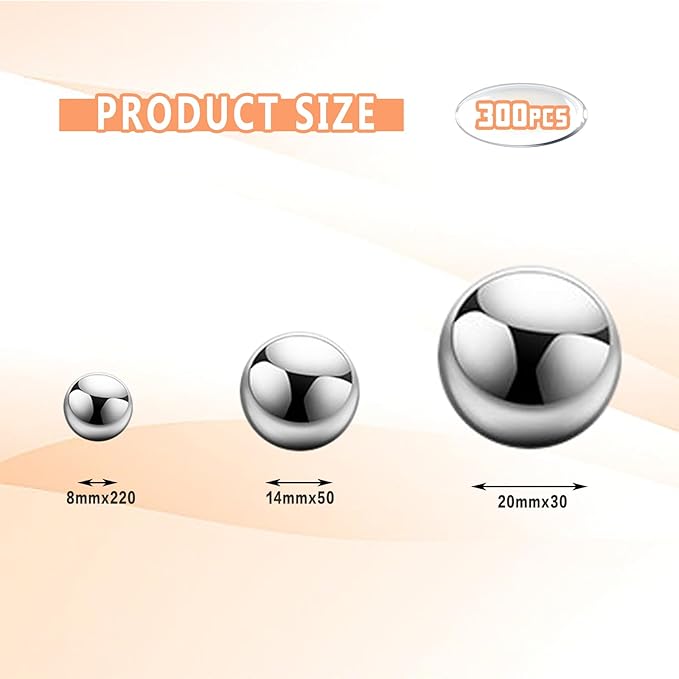 300Pcs Vase Filler Silver No Hole Faux Pearl Beads for Vase Filling Decorations, Candle Centerpieces, Wedding Centerpieces, Home Party Decor (8/14/20mm)