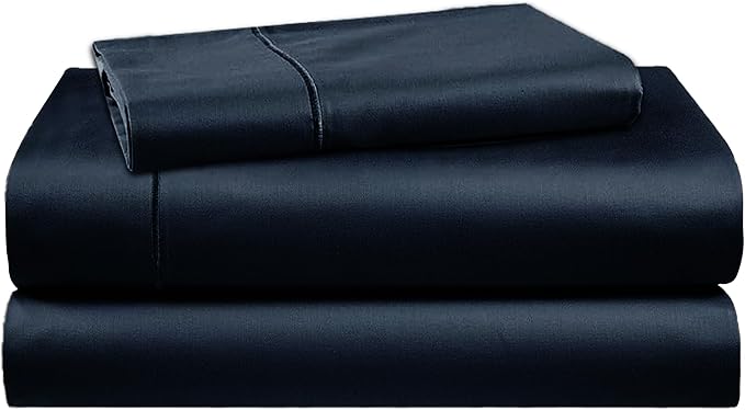 Tencel Sheets 3 Piece for Twin Size Bed - 100% Eucalyptus Lyocell Twin Sheets Set - Soft, Cooling & Breathable for Hot Sleepers - 16” Deep Pockets Hotel Quality Bedding Set - Black