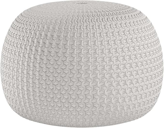 FRELISH DECOR Round Pouf Ottoman Hand Knitted 100% Cotton Pouf Foot Stool - Knitted Bean Bag - Floor Chair for Living Room Bedroom - Foot Rest for Couch (20 Diameter x 14 Height) - Natural