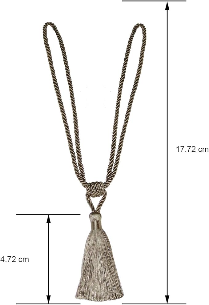 Fenghuangwu Curtain Tiebacks Tassel Tie-Backs, Rope Curtain tie Backs Handmade Curtain Holdbacks Made from Polyester (flaxen, 4p)