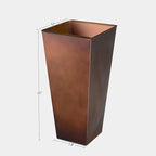 KOL 25''H. Tall Galvanized Steel Planter with Saucer, Set of 2, Planter Pots with Drainage Hole for Indoor & Outdoor Use, Decorative Flower Plant Pots for Front Porch, Patio, Deck - Rust Color