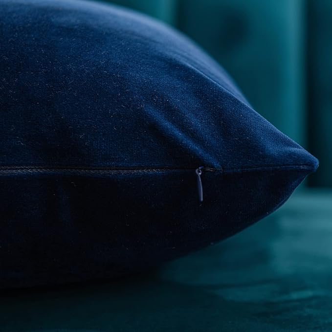 Couch Pillow Cases 22x22 Navy: 2 Pack Cozy Soft Velvet Square Throw Pillow Covers for Farmhouse Home Decor
