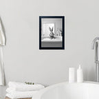 Kids Bathroom Wall Art Black and White Cute Animal Canvas Print Painting Funny Rabbit in Bathtub Bathroom Picture Wall Decor