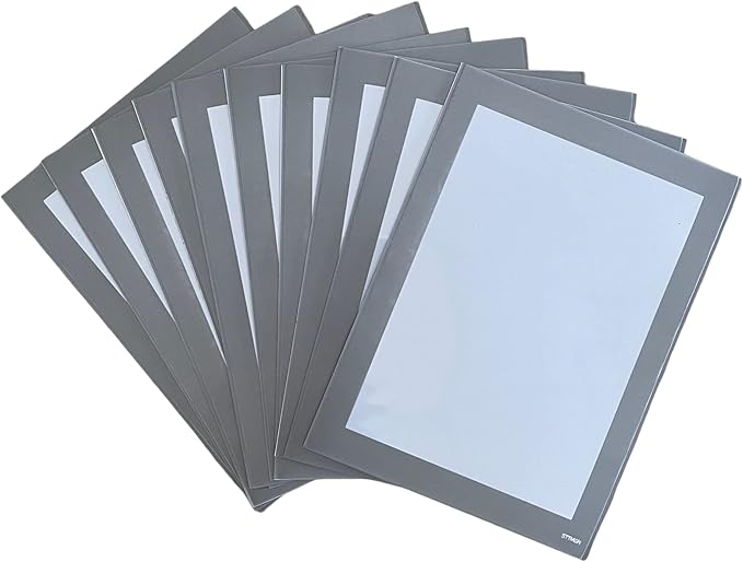 Magnetic Photo Frames with Sliver-Grey Border(4"X6",10 Pack),Magnet Picture Frame Pockets/Postcard Holder,Decorations for Fridge/Lockers/Home/Office/School/Classroom/Whiteboard/Party