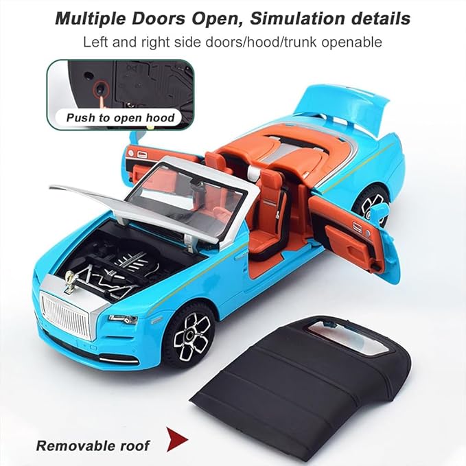 Collectible Toy Car 1/24 Rolls-Royce Dawn Diecast Model Car, Alloy Pull Back Toy Car Vehicles with Light and Sound Exquisite Car Model for Boys Kids Adults Gift