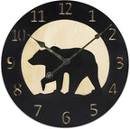 Young's Inc Wood Bear Carved Wall Clock - Wall Clocks for Living Room Decor - Functional and Decorative Beach, Lake, and Farmhouse Wall Clock - 14" W x 14" H