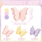 SUNBEAUTY Butterfly Party Decorations Hanging Butterfly Decorations 6Pcs Crepe Paper Garden 3D Butterflies Decor Pastel Paper Butterflies Decoration for Wedding Baby Shower Birthday Party Room Decor