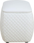 Ottoman Rectangular Storage Ottoman Bench, Faux Leather Footrest, Stool Footstool for Living Room, Bedroom, Entryway, White, 19.5"x15.5"x18"